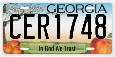 GA license plate CER1748