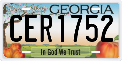 GA license plate CER1752