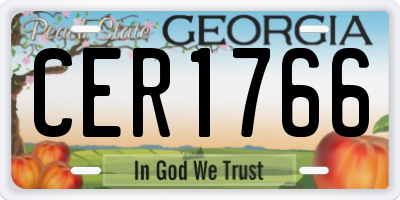 GA license plate CER1766