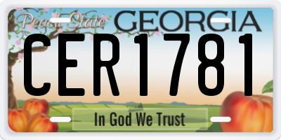 GA license plate CER1781
