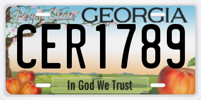 GA license plate CER1789