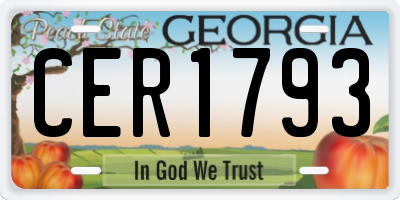 GA license plate CER1793