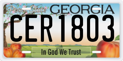 GA license plate CER1803