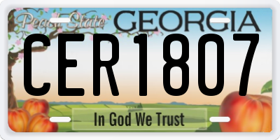 GA license plate CER1807
