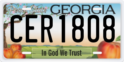 GA license plate CER1808