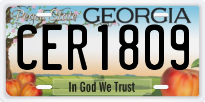 GA license plate CER1809