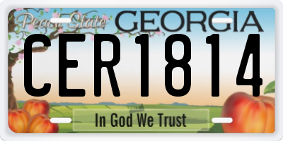 GA license plate CER1814