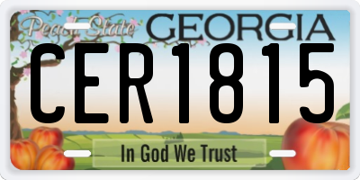 GA license plate CER1815