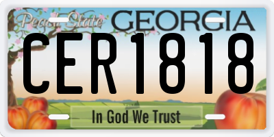 GA license plate CER1818