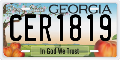 GA license plate CER1819