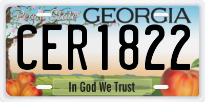 GA license plate CER1822