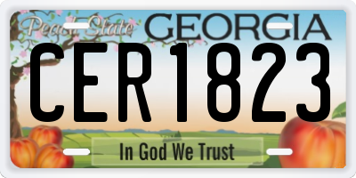 GA license plate CER1823
