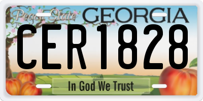 GA license plate CER1828