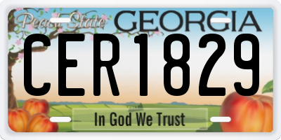 GA license plate CER1829