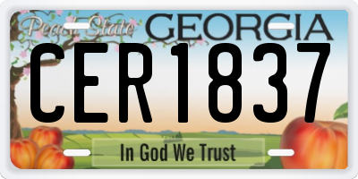 GA license plate CER1837