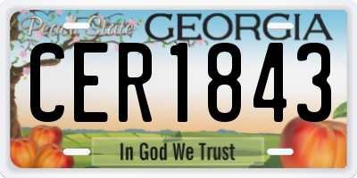 GA license plate CER1843