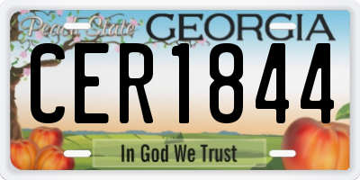 GA license plate CER1844