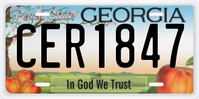 GA license plate CER1847