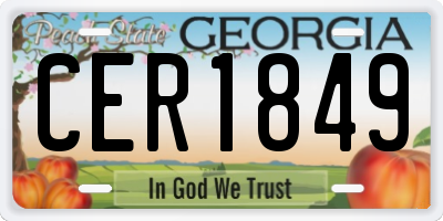 GA license plate CER1849