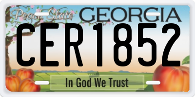 GA license plate CER1852