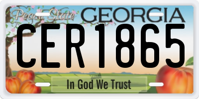 GA license plate CER1865