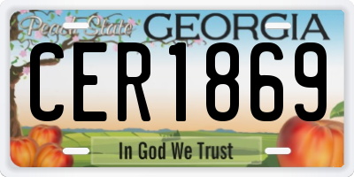 GA license plate CER1869