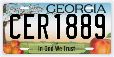 GA license plate CER1889