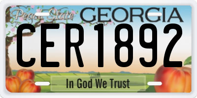 GA license plate CER1892