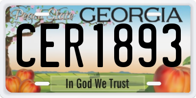 GA license plate CER1893