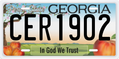 GA license plate CER1902