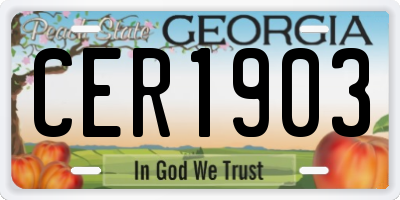GA license plate CER1903