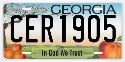 GA license plate CER1905