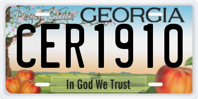 GA license plate CER1910