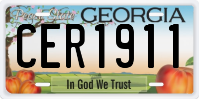 GA license plate CER1911