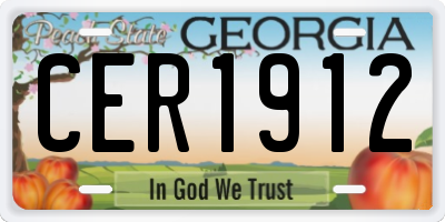 GA license plate CER1912