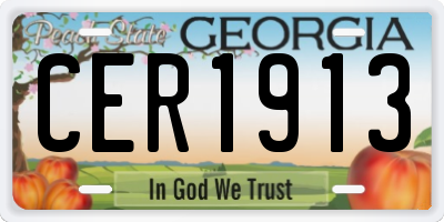 GA license plate CER1913