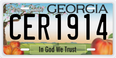 GA license plate CER1914