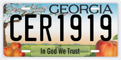 GA license plate CER1919