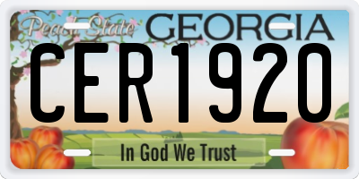 GA license plate CER1920