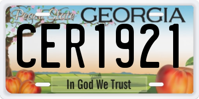 GA license plate CER1921