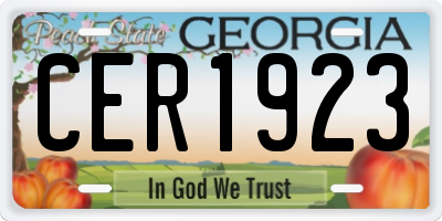 GA license plate CER1923