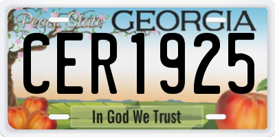 GA license plate CER1925