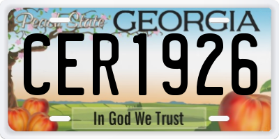 GA license plate CER1926