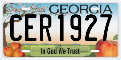 GA license plate CER1927