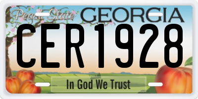 GA license plate CER1928