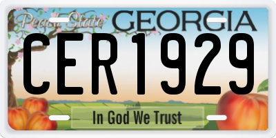 GA license plate CER1929