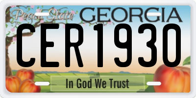 GA license plate CER1930