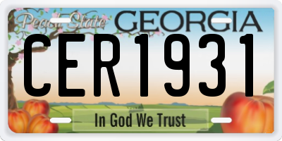 GA license plate CER1931