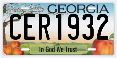GA license plate CER1932