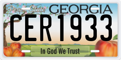 GA license plate CER1933